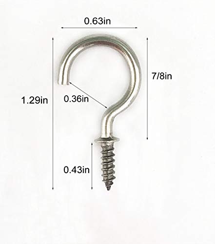IDEALSV 304 Stainless Steel Screw Ceiling Hooks, 7/8 Inch Screw-in Light Hooks Outdoor and Indoor Use (40 PCS) - Image 3