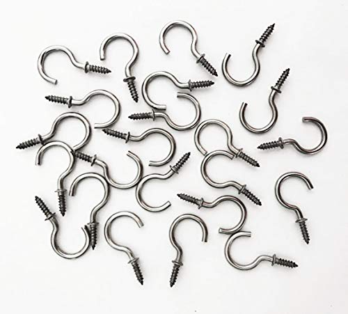 IDEALSV 304 Stainless Steel Screw Ceiling Hooks, 7/8 Inch Screw-in Light Hooks Outdoor and Indoor Use (40 PCS) - Image 1