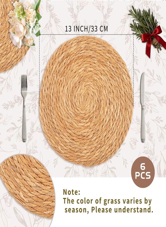 Orchidleaf Round Woven Placemats Set of 6, 13 Inch Boho Rattan Placemats, Rattan Chargers for Dinner Plates Natural Farmhouse Rustic Wicker Placemat for Dining Table Decor - Image 3