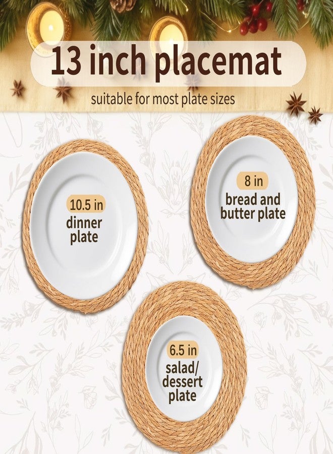 Orchidleaf Round Woven Placemats Set of 6, 13 Inch Boho Rattan Placemats, Rattan Chargers for Dinner Plates Natural Farmhouse Rustic Wicker Placemat for Dining Table Decor - Image 5