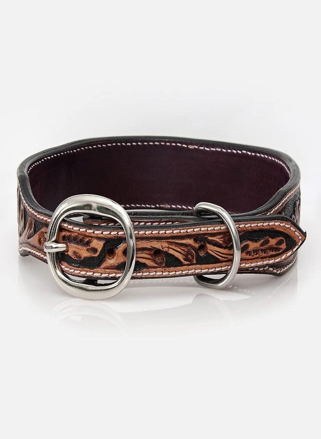 HILASON Tan Large HILASON Strong Genuine Leather Dog Collar Beaded | Handmade Soft Hand Tooled - Image 2