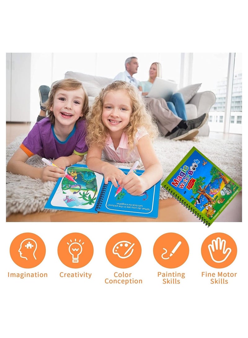 JOLLITY LLC Magic Water Book Drawing Toys for Kids 2 years plus Old Montessori Toys Drawing Books with Painting Water Brush Pens Baby Toys Dinosaur Jungle Animal and Water Sea Creatures 3 pcs - Image 5