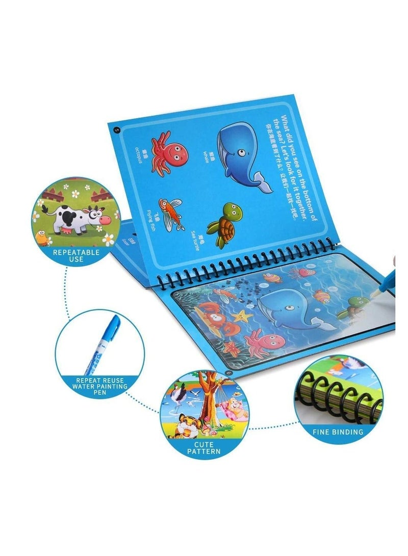 JOLLITY LLC Magic Water Book Drawing Toys for Kids 2 years plus Old Montessori Toys Drawing Books with Painting Water Brush Pens Baby Toys Dinosaur Jungle Animal and Water Sea Creatures 3 pcs - Image 3