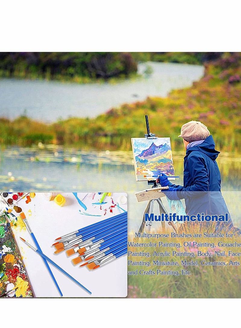 Excefore Paint Brushes, oil paintbrush, Round Flat Small Brush Bulk, For Detail Painting Sets(Blue, 60 Pcs) - Image 2