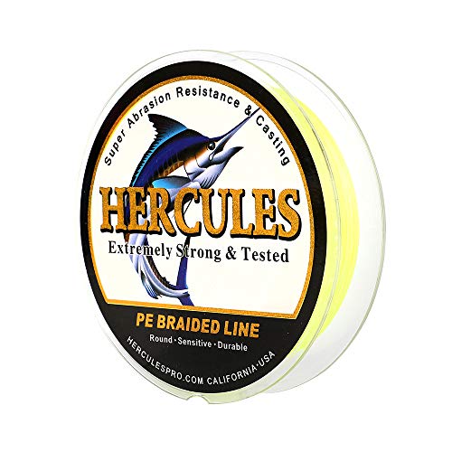 HERCULES Super Cast 300M 328 Yards Braided Fishing Line 30 LB Test for Saltwater Freshwater PE Braid Fish Lines Superline 8 Strands - Fluorescent Yellow, 30LB (13.6KG), 0.28MM - Image 1