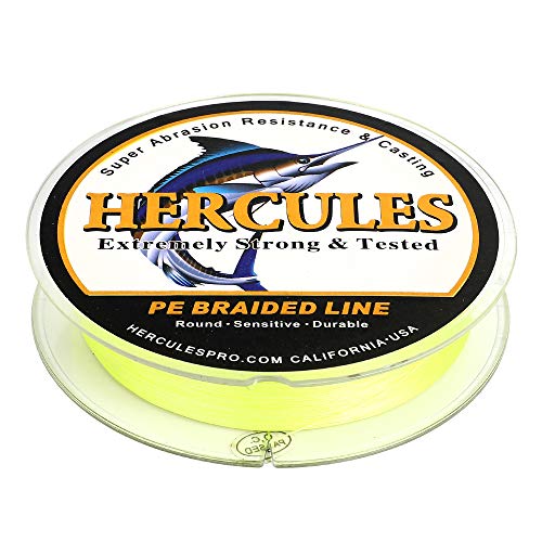 HERCULES Super Cast 300M 328 Yards Braided Fishing Line 30 LB Test for Saltwater Freshwater PE Braid Fish Lines Superline 8 Strands - Fluorescent Yellow, 30LB (13.6KG), 0.28MM - Image 4