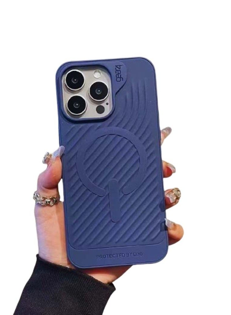 Yezler iPhone 14 Pro Max Rubber Case MagSafe Compatible Shockproof Protective Cover Soft Silicone Inner Layer Ultra Durable Mobile Case Anti-Scratch & Drop Protection – Blue - Image 1