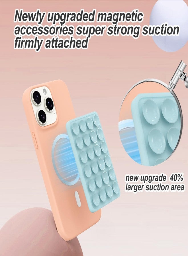 OPOM Magnetic Suction Phone Mount for MagSafe Case,Silicone Sticky Phone Grip Holder for iPhone,Removable Hands-Free Selfie/Video for TikTok & Instagram Influencer/Creator (Blue) - Image 2