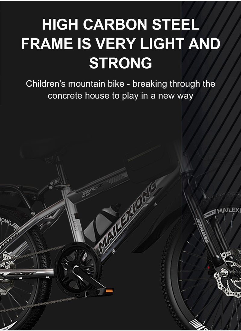 JRSHUANG - Mountain Bike 18-24 Inch, 7 Speed Dual Disc Brake Bicycle with Passengers Rear Seat Adjustable Seat and Basket, Kids Road Bike for 6-18 Years Boys and Girls - Image 1