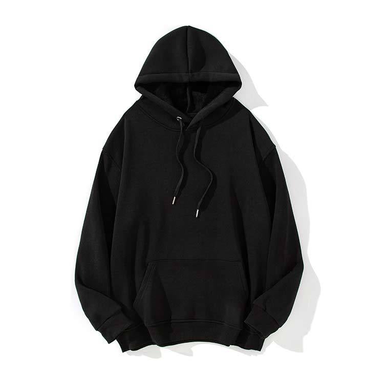 D14# tide cotton silver fox velvet shoulder-drop pullover hooded vests in stock group clothing T-shirt overalls printing logo Black  - Image 1