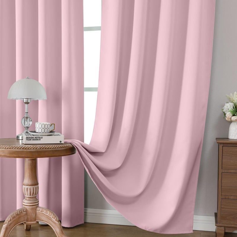 CUCRAF Light Pink Blackout Curtains 84 inch Length 2 Panels Set, Rod Pocket Room Darkening Drapes for Bedroom Living Room, Insulated Thermal Light Blocking Window Curtain (W52 x L84 Inch) - Image 5