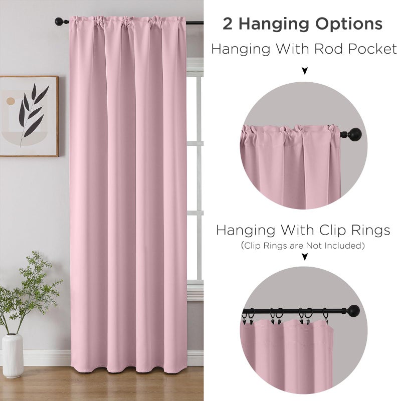 CUCRAF Light Pink Blackout Curtains 84 inch Length 2 Panels Set, Rod Pocket Room Darkening Drapes for Bedroom Living Room, Insulated Thermal Light Blocking Window Curtain (W52 x L84 Inch) - Image 3