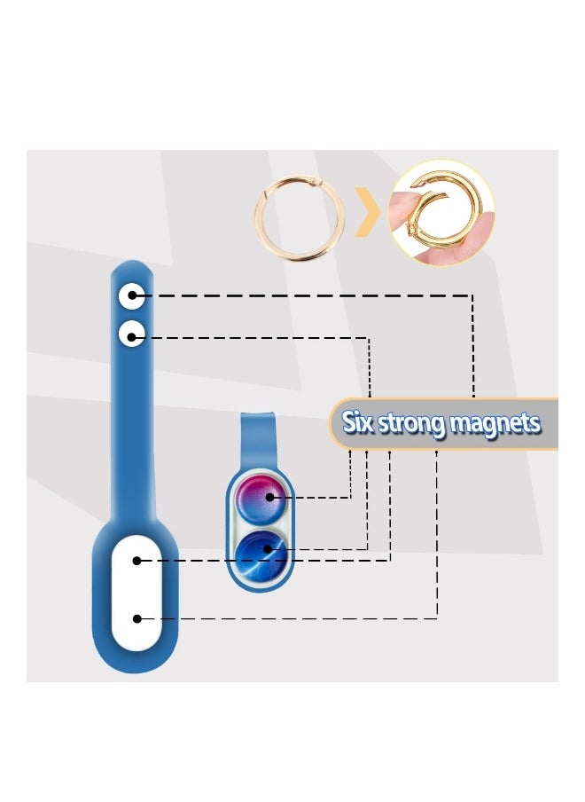 Generic - Magnetic Pop up Buckle Fidget Toy Finger Elastic Magnet Fidget Decompression Toy Anxiety Relief Portable Flip Click Toy Keychain Click Clack Fidget Toy for Kids Adults - Image 1