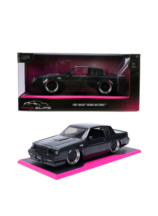 JADA جادة سلاسل وردية 1:24 - 1987 بويك غراند ناشيونال، سيارة مصبوبة مع قاعدة، ألعاب للأطفال والبالغين - Image 1