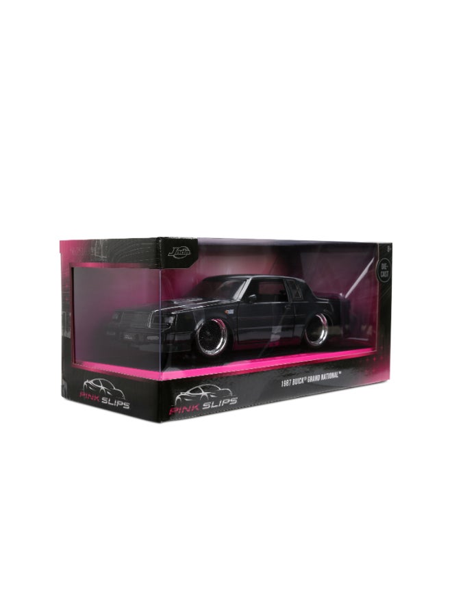 JADA جادة سلاسل وردية 1:24 - 1987 بويك غراند ناشيونال، سيارة مصبوبة مع قاعدة، ألعاب للأطفال والبالغين - Image 3