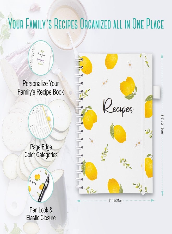 OUTSHINE 6 x9 Lemons Hardcover Recipe Binder, Blank Recipe Binder to Write in Your Own Recipes, Recipe Binder, Recipe Book Blank, Recipe Notebook, Cookbook Binder, Recipe Journal for Recipe Holder - Image 2