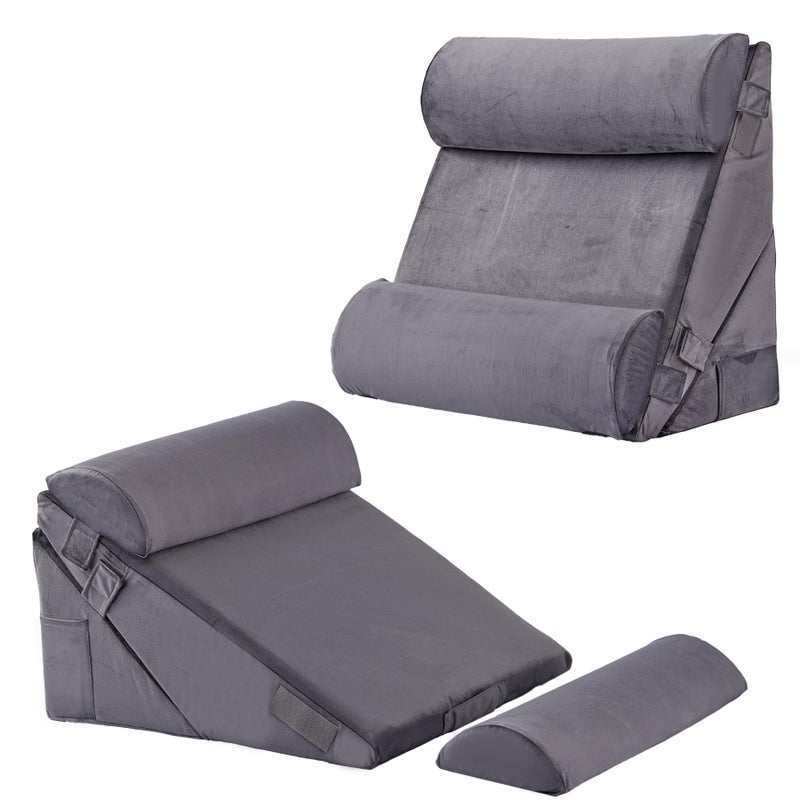 Bedluxe Adjustable 4pcs Bed Wedge Pillow Set, Memory Foam Wedge Pillows Post Surgery for Back, Neck, Leg Pain Relief, Pillow Wedge for Sleeping, Sitting up in Bed, Acid Reflux and GERD, Velvet - Image 2