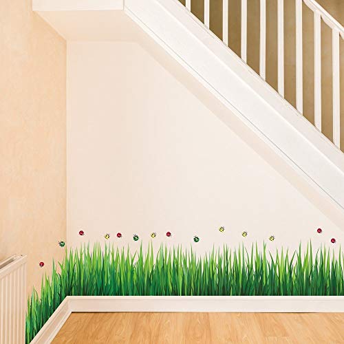 Akki World Green Grass with Flower Wall Sticker for Bedroom Living Room Office Room Kids Room (Size - 40Cm X 140 Cm) - Image 3