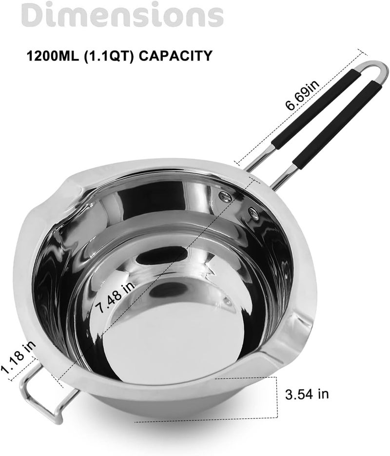 SONGZIMING Double Boiler Pot 1200ML/1.1QT, Stainless Steel Chocolate Melting Pot for Melting Chocolate, Candy, Candle, Soap, Wax - Image 3