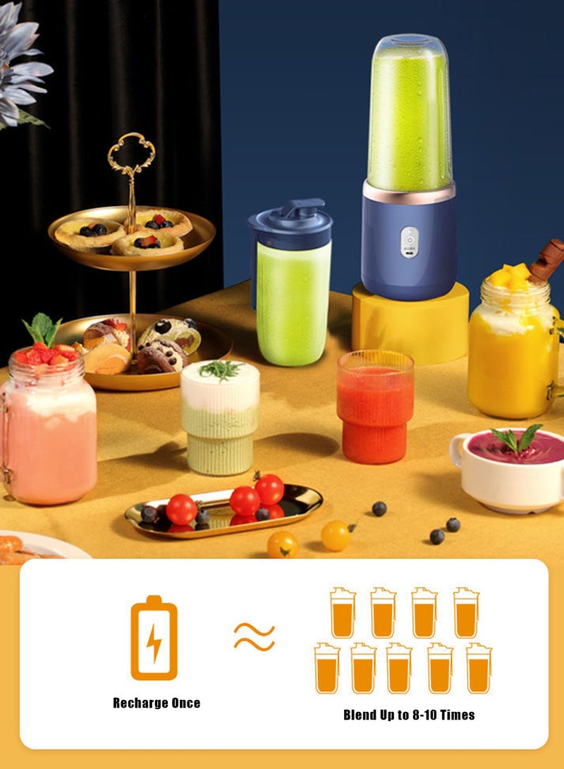 Portable Blender Cup, Wireless Juicer with 2 Cups – 21000 RPM High-Speed Motor, 8 Sharp Stainless Steel Blades, Rechargeable Smoothie Maker with Extra Travel Lid, Long Battery Life for Up to 8 Drinks, Food-Grade Safe Material, Mini Personal Blender for Juice, Milkshake, Smoothie, Protein Shake – Ideal for Gym, Office, Travel & Outdoor Use(Pink) - Image 3