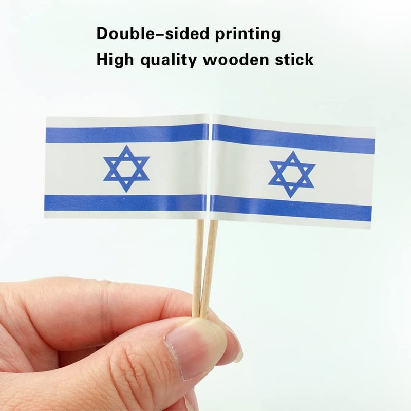 mflagperft Israel Flag Israeli Small Toothpick Flag Decor Mini Cupcake Toppers Cocktail Food Flags Decorations (100 pcs) - Image 3