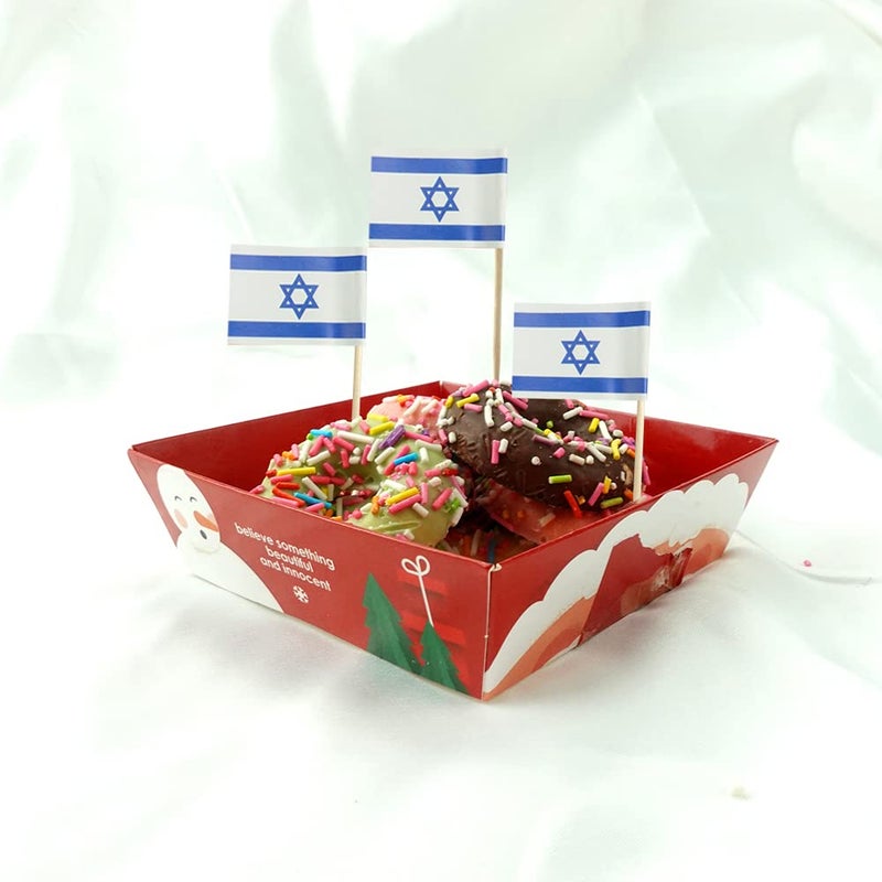mflagperft Israel Flag Israeli Small Toothpick Flag Decor Mini Cupcake Toppers Cocktail Food Flags Decorations (100 pcs) - Image 5