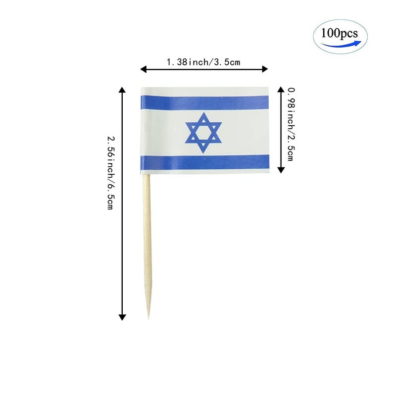 mflagperft Israel Flag Israeli Small Toothpick Flag Decor Mini Cupcake Toppers Cocktail Food Flags Decorations (100 pcs) - Image 2