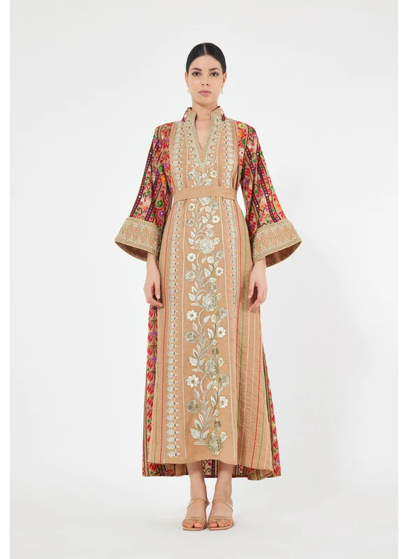 ذوق Mandarin Collar Embroidered Jalabiya