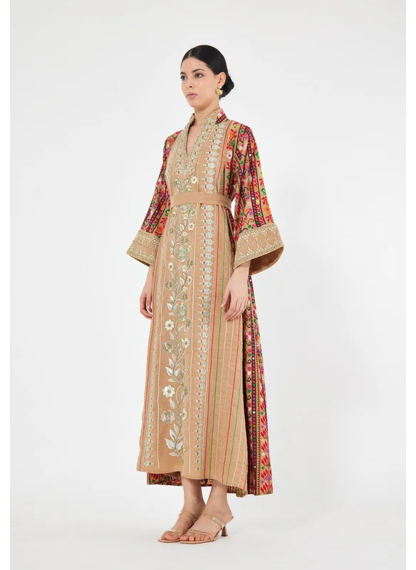 ذوق Mandarin Collar Embroidered Jalabiya