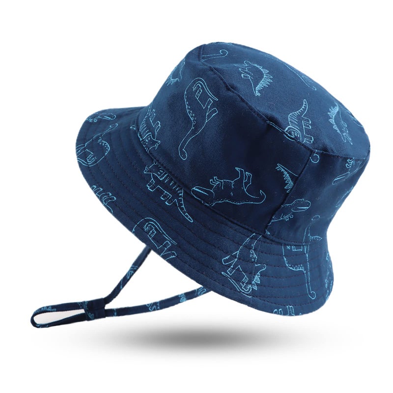 JANGANNSA Dinosaur Baby Boys Sun Hat Cotton Toddler Girls Bucket Hats Summer Sun Protect Cap for Kids New Navy Dinosaur 17303 Months