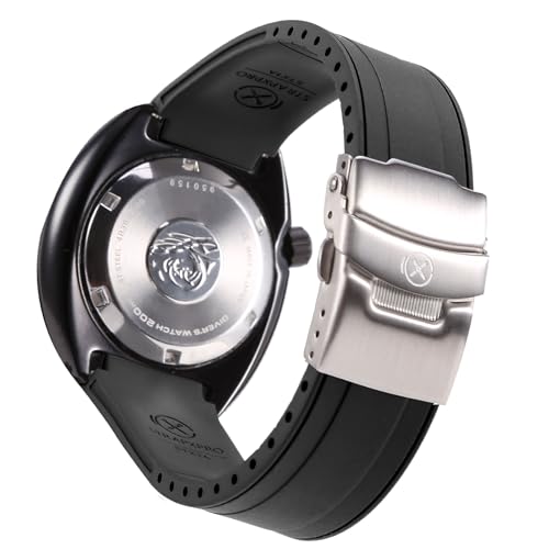 INO Design StrapXPro(STX1A) 22mm Watch Bands Men's Rubber Curved-end Watch Strap Replacement for Seiko Prospex Turtle & King Turtle Automatic Dive Watch SRP773, SRP775, SRP777, SPRA21, SRPE03, SRPE05, etc. (Black with Silver Clasp) - Image 1