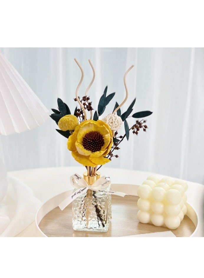 HUANXIN HOME Green Tea  Fragrance 80ml Flower Reed Diffuse Set Scent Diffuse With Sticks Home Fragrance Flower Diffuser For Home Office Bathroom Shelf 