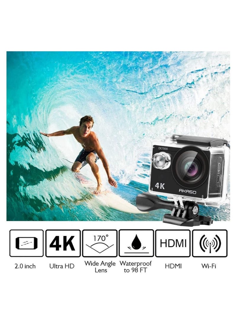 Akaso - Ek7000 4K Wifi Sports Action Camera Ultra Hd Waterproof Dv Camcorder 170 Degree Wide Angle 100Ft Waterproof Camera - Image 1