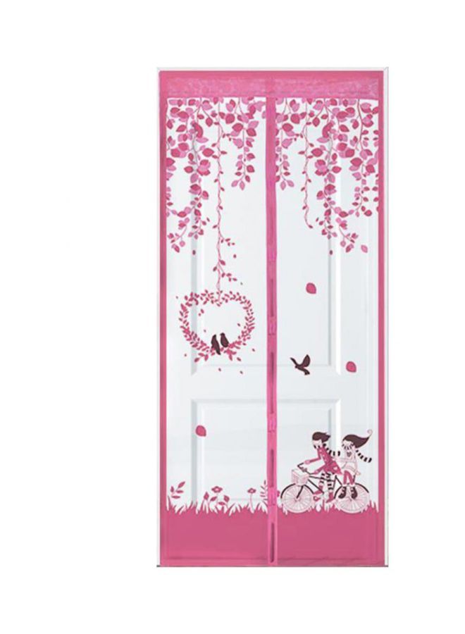 NIBEMINENT Printed Anti-Mosquito Door Curtain Pink/White S