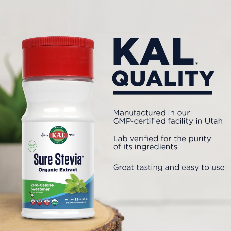 KAL Sure Stevia Extract, Organic Stevia Powder, Low Carb, Zero Calorie Sweetener, Keto Friendly, Great Taste, Low Glycemic, Vegan, Gluten Free, No Fillers, 60-Day Guarantee, Approx. 690 Servings, 1.3oz - Image 4
