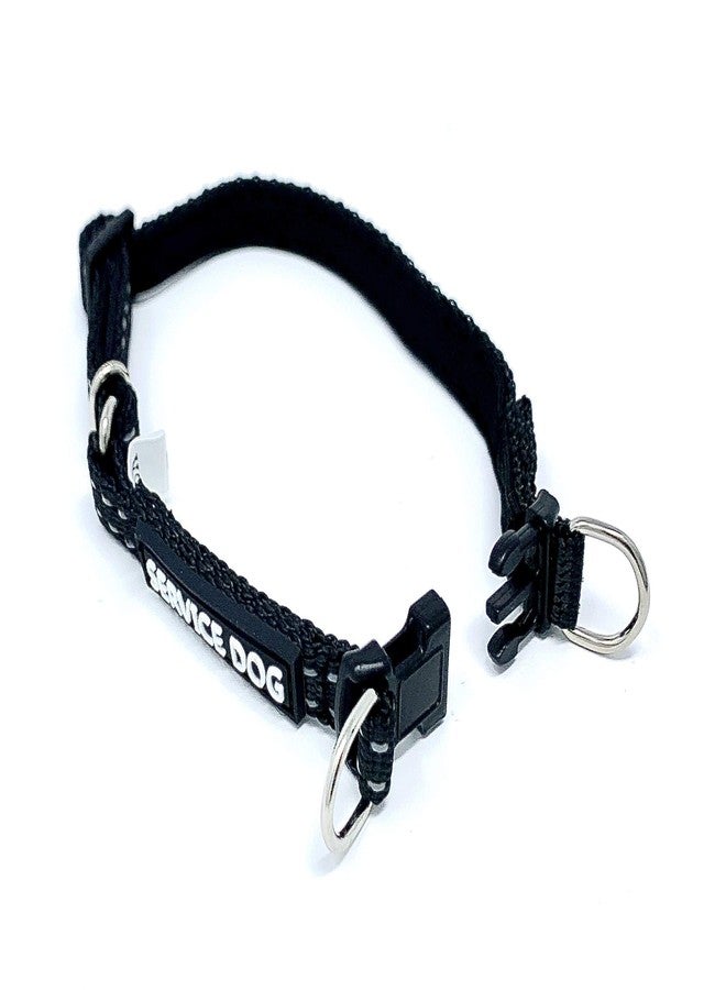 Albcorp Reflective Service Dog Collar - Sizes XS to XL (8.6-28.7 Inches), Service Dog Rubber Patch, Neoprene-Padded Comfort & High-Visibility Gear for Dedicated Handlers, Extra Small, Black - Image 5