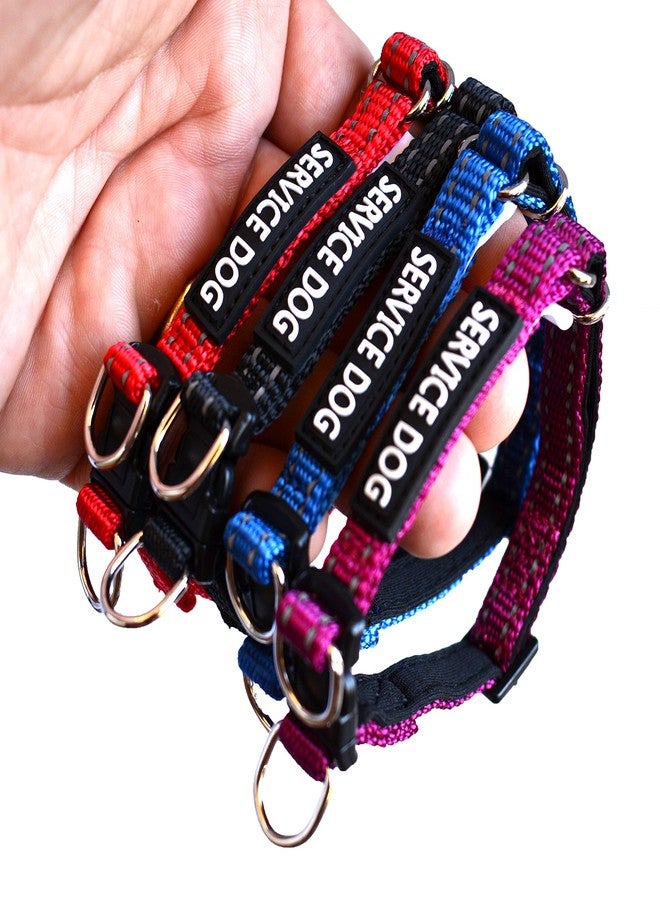 Albcorp Reflective Service Dog Collar - Sizes XS to XL (8.6-28.7 Inches), Service Dog Rubber Patch, Neoprene-Padded Comfort & High-Visibility Gear for Dedicated Handlers, Extra Small, Black - Image 2