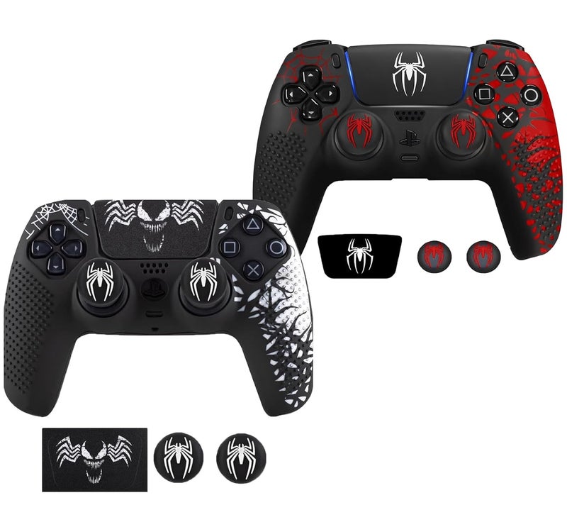 CERLINK غطاء سيليكون لوحدة التحكم متوافق مع PS5، غلاف واقي مضاد للانزلاق، أغطية قبضة الإبهام، مجموعة واقيات عصا التحكم - عبوة من 2 - Image 1