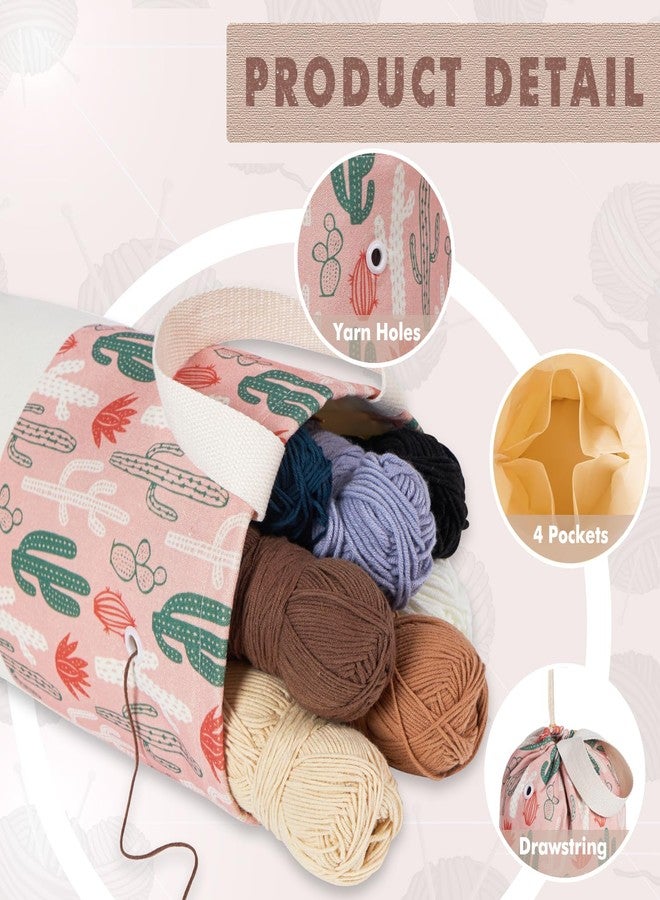 TOGETRUE Yarn Bag, Knitting Crochet Bag, Portable Yarn Storage Bags Organizer for Crocheting Project, Store Skein Ball, Short Knitting Needle (Medium, Cactus) - Image 3