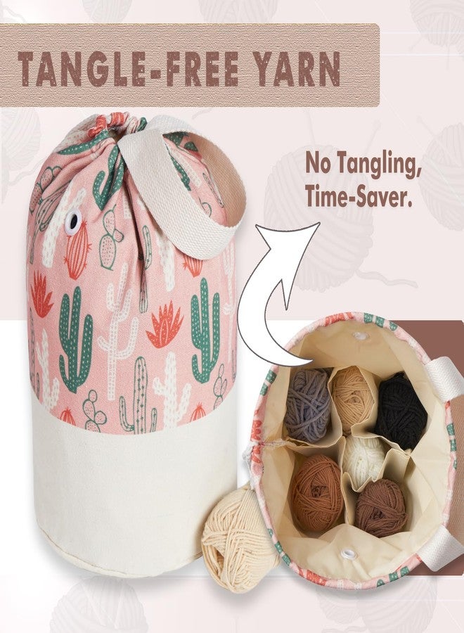 TOGETRUE Yarn Bag, Knitting Crochet Bag, Portable Yarn Storage Bags Organizer for Crocheting Project, Store Skein Ball, Short Knitting Needle (Medium, Cactus) - Image 4
