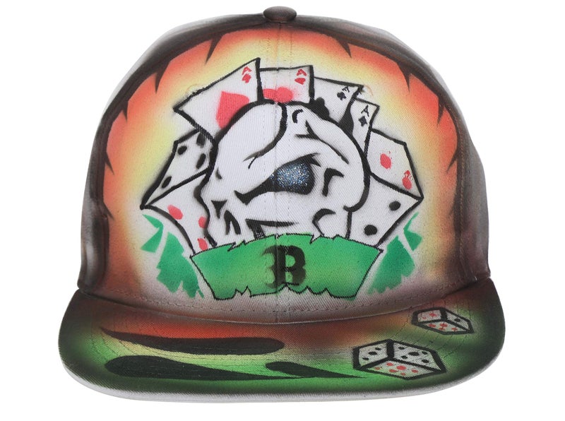 FabSeasons White Cotton Hand Painted Casual Snapback Hat, Hiphop Caps and Flat Cap & Hat - Image 1