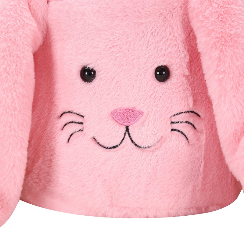 E-FirstFeeling Plush Easter Bunny Basket Easter Egg Hunt Basket with Plush Ears Bunny Bucket Tote for Candy Party Favors (Plush-Pink) - Image 3