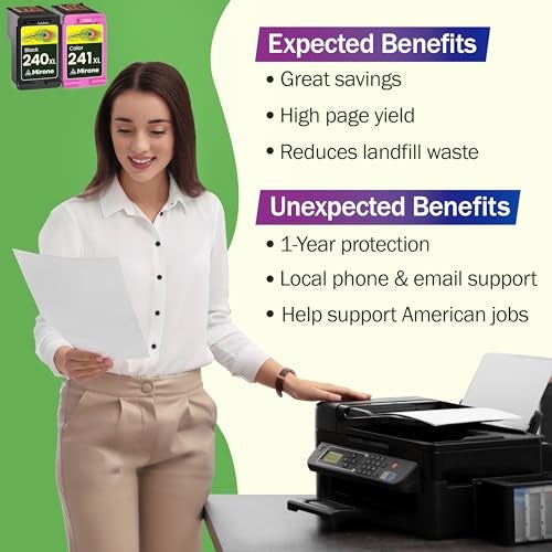 Mirone خراطيش حبر معاد تصنيعها من ميرون بديل لكانون 240xl 241xl حزمة كومبو لطابعة كانون 240 241 خراطيش حبر لطابعة كانون MG3600 خراطيش سوداء بيكسما MG3620 خراطيش PG 240xl 2pk - Image 2