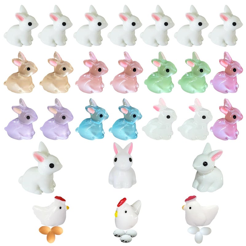 Erewa 36Pcs Easter Mini Resin Animal Figures Rabbits, Little Chicken, Tiny Egg, Miniature Bunny Figurines for Holiday Decorations & Collectibles - Image 1