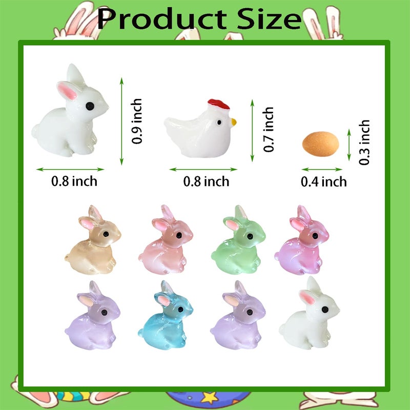 Erewa 36Pcs Easter Mini Resin Animal Figures Rabbits, Little Chicken, Tiny Egg, Miniature Bunny Figurines for Holiday Decorations & Collectibles - Image 2