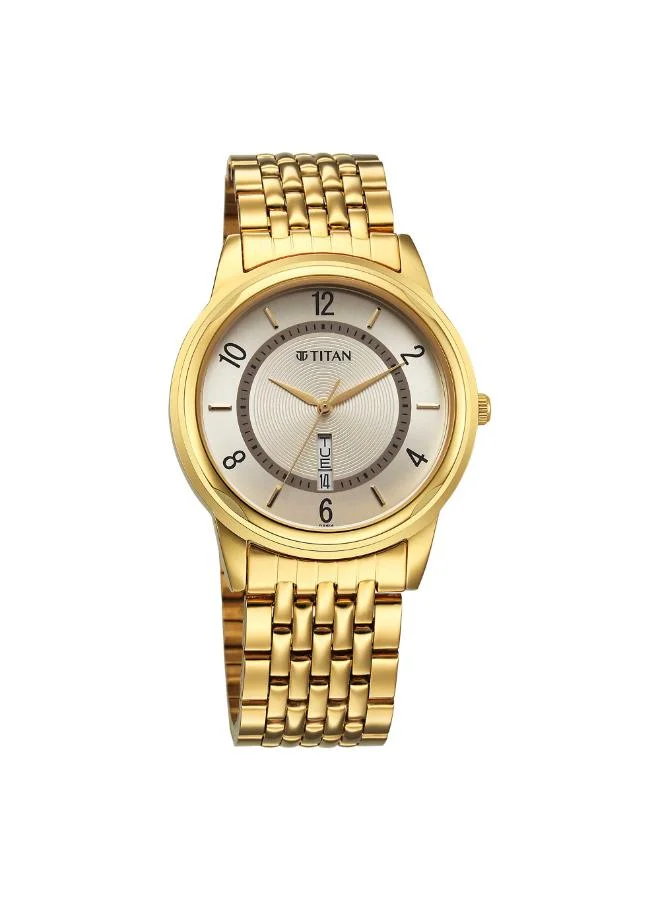 تيتان Men Analog Display Watch With Gold Stainless Steel Strap - 1638YM05