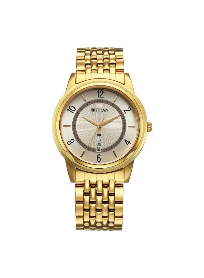 تيتان Men Analog Display Watch With Gold Stainless Steel Strap - 1638YM05