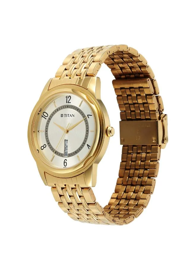 تيتان Men Analog Display Watch With Gold Stainless Steel Strap - 1638YM05