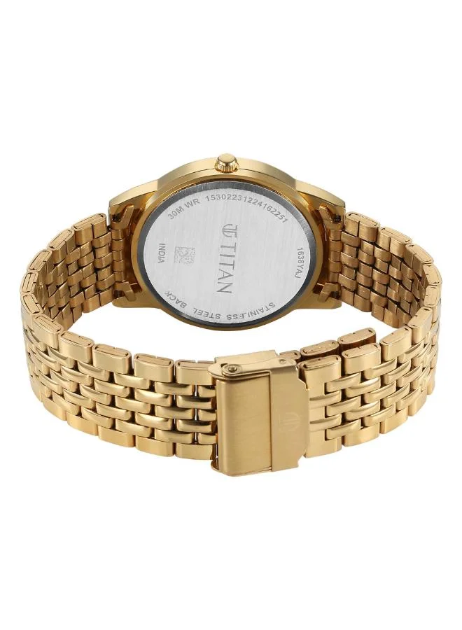 تيتان Men Analog Display Watch With Gold Stainless Steel Strap - 1638YM05