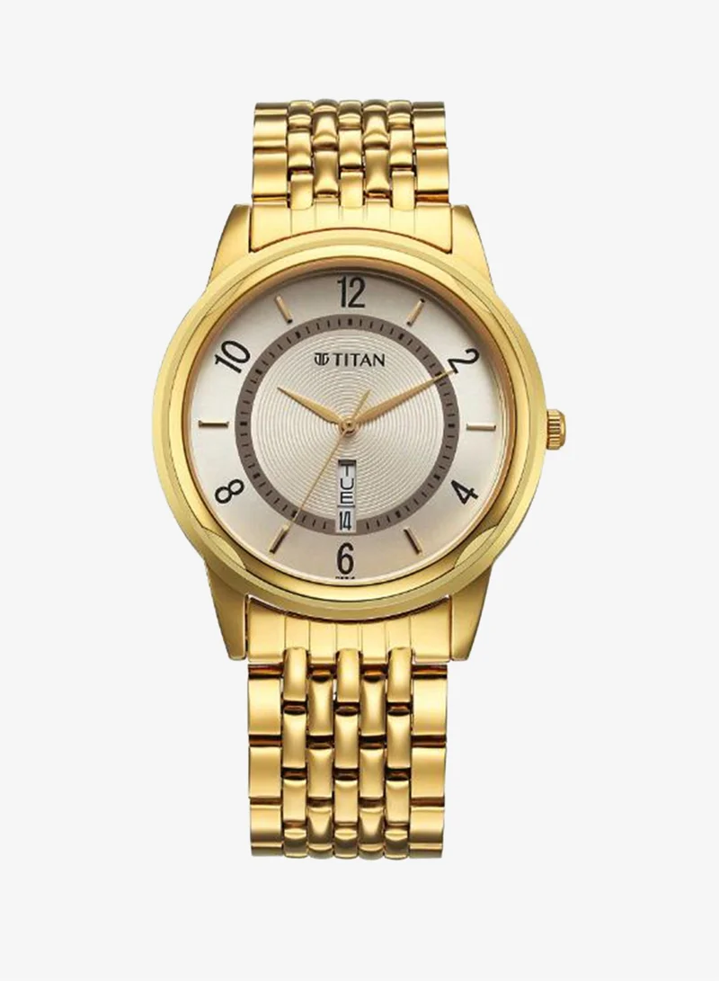Titan Men Analog Display Watch With Gold Stainless Steel Strap - 1638YM05